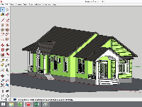 Bản vẽ Sketchup nhà cấp 4 kích thước 7.6x24m